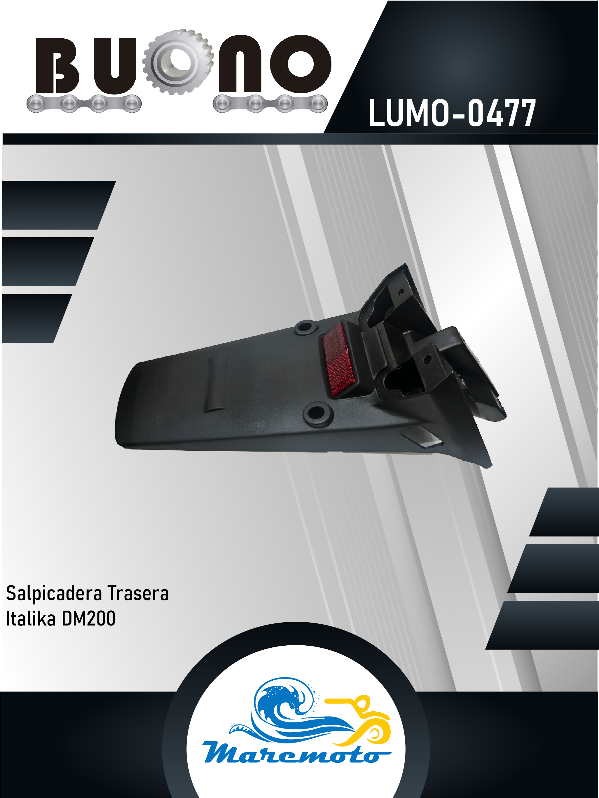 SALPICADERA TRASERA ITALIKA DM200 NERGA C/ REFLEJANTE