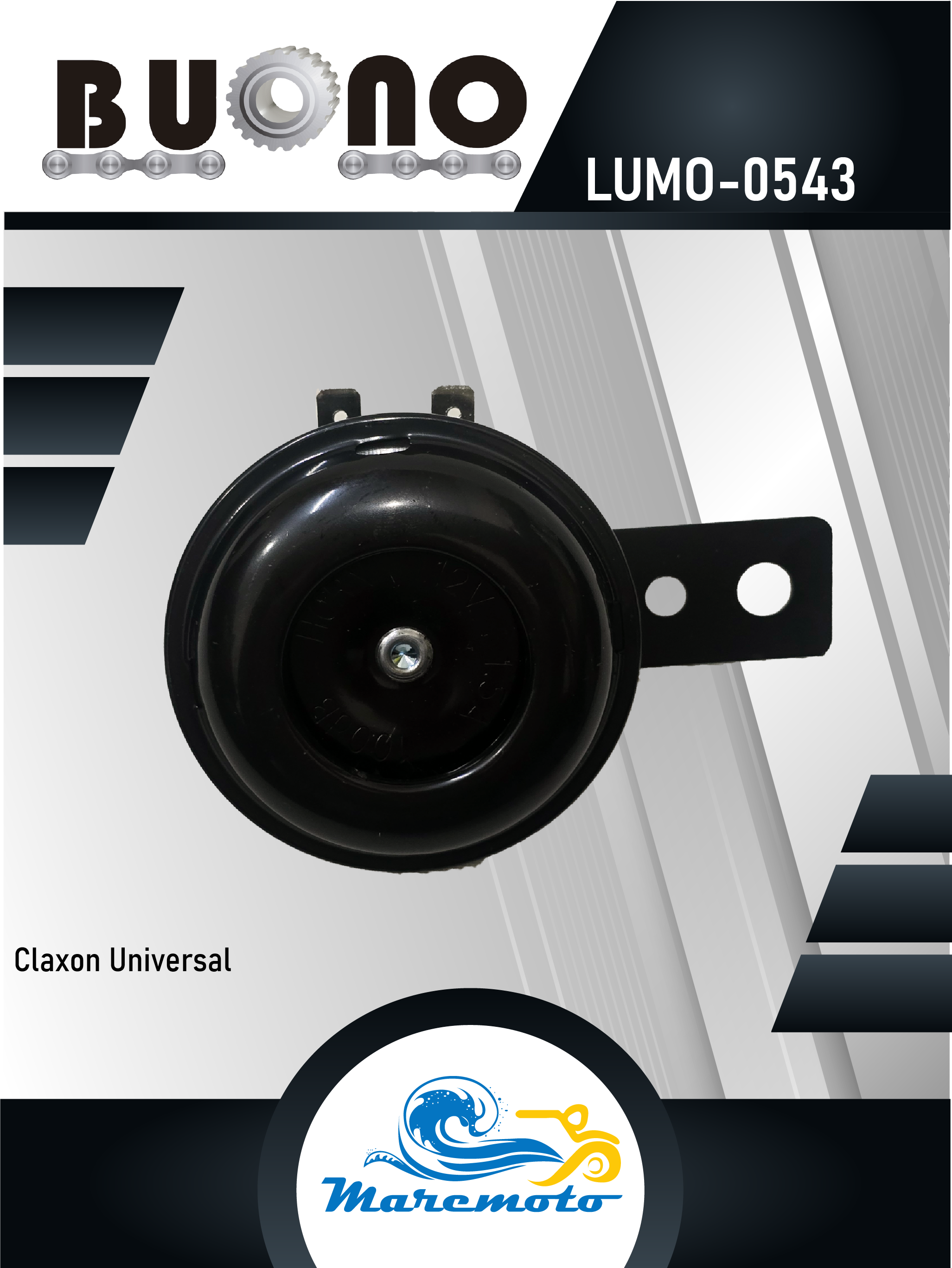 CLAXON UNIVERSAL 12V. NEGRO