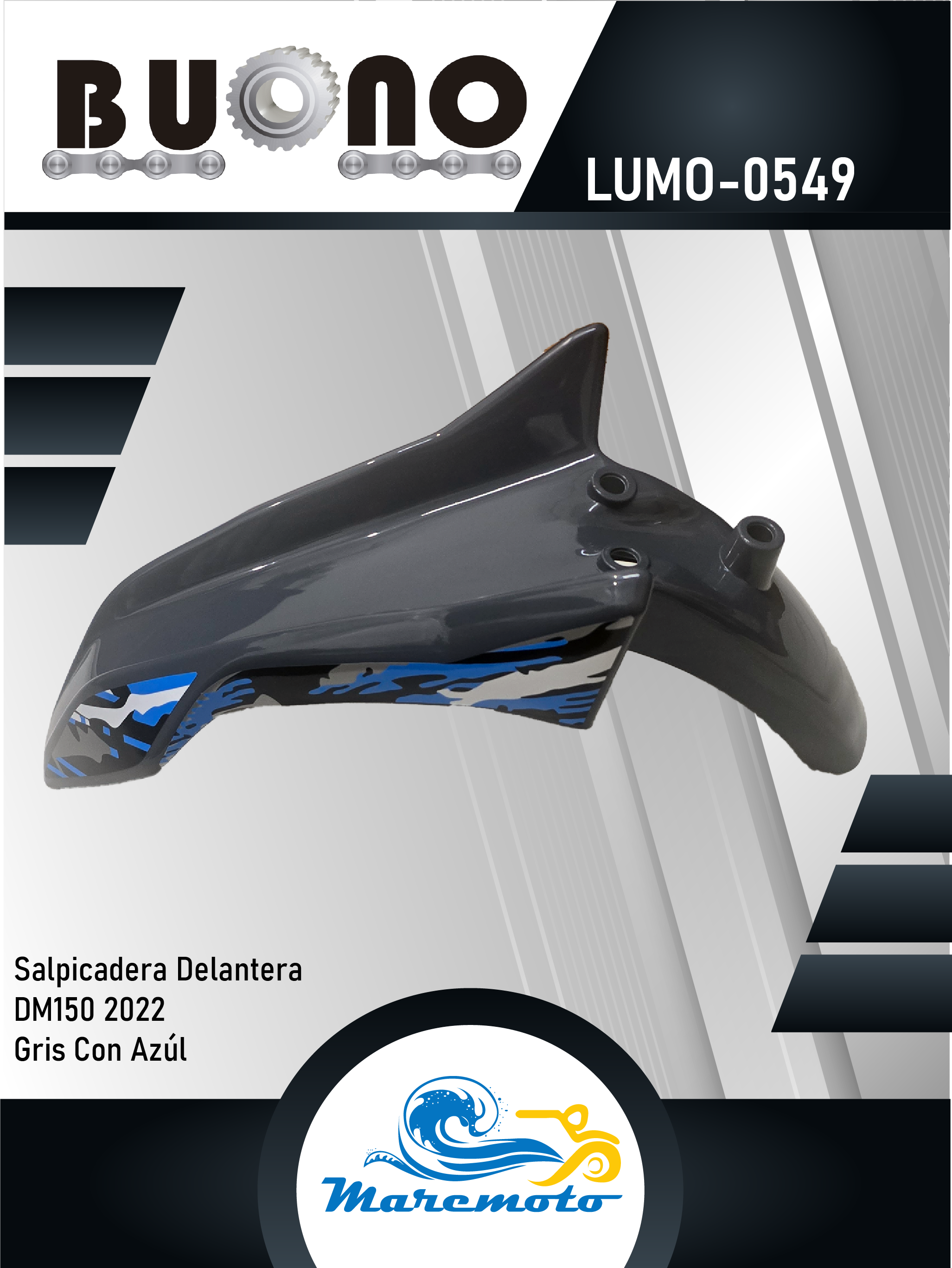 SALPICADERA DELANTERA ITALIKA DM150 2022 GRIS CON AZUL