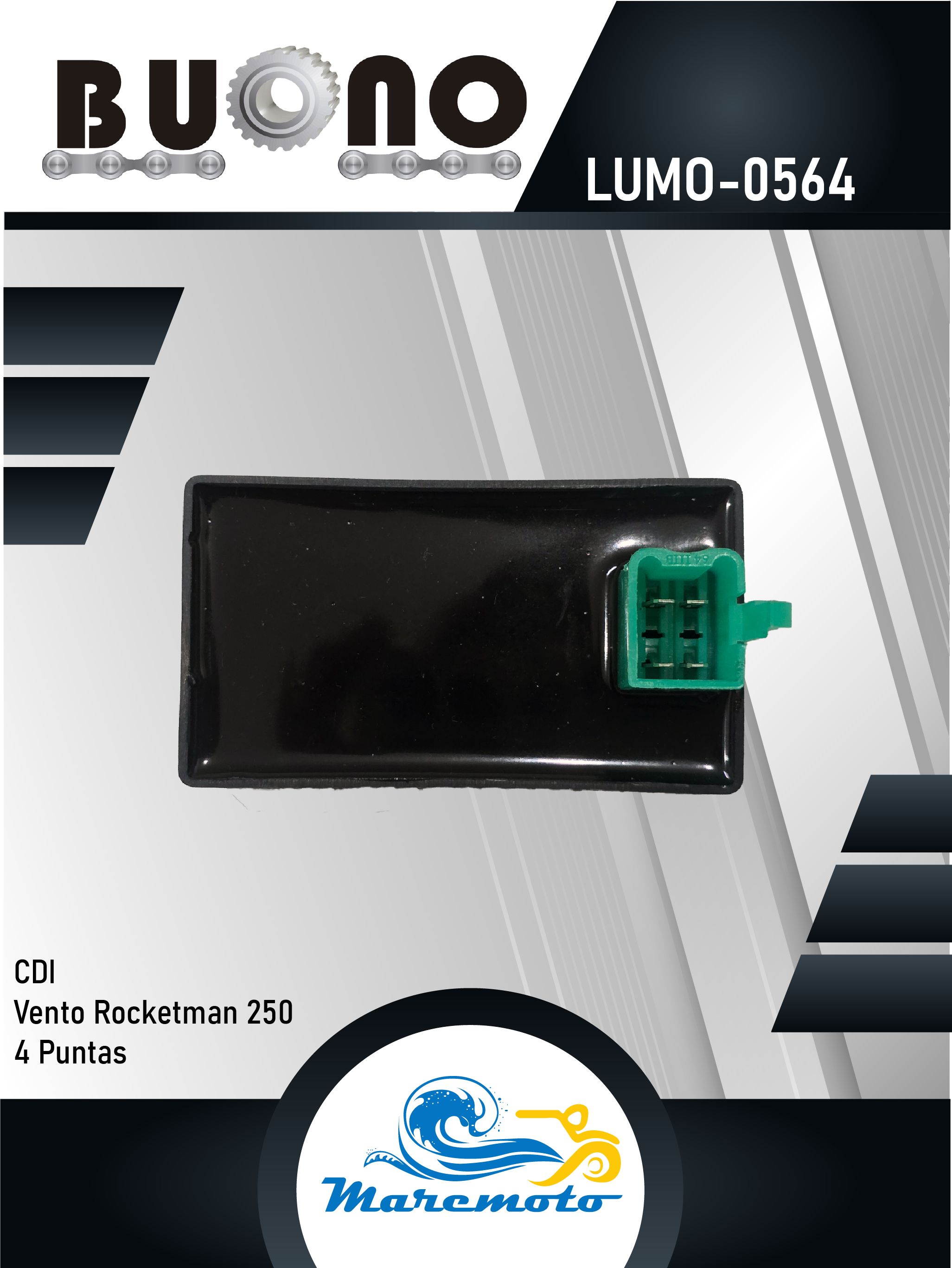 CDI (4PUNTAS)  VENTO ROCKETMAN 250 4 PUNTAS, UN CHUPON