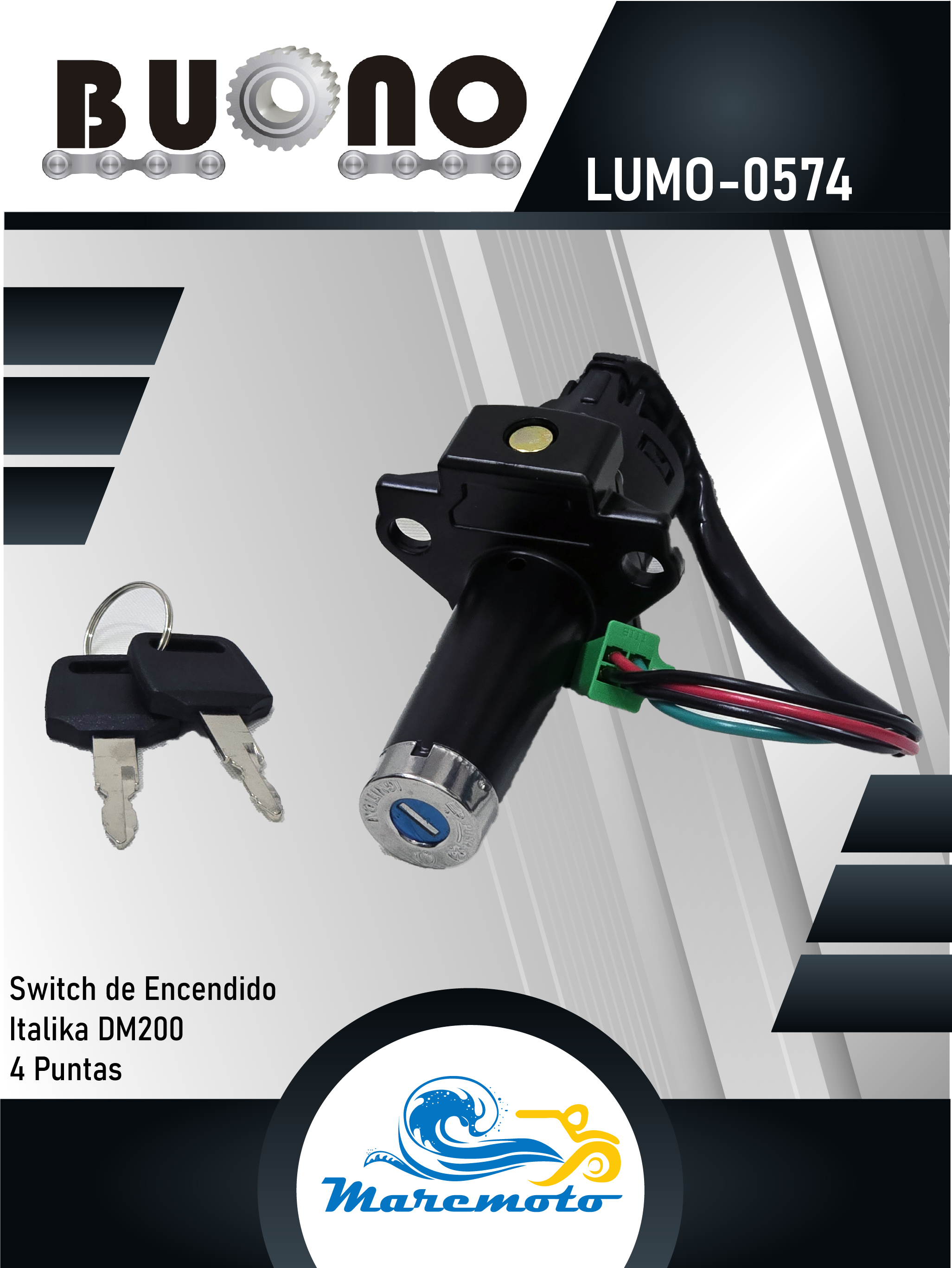 SWITCH DE ENCENDIDO ITALIKA DM200 4 PUNTAS