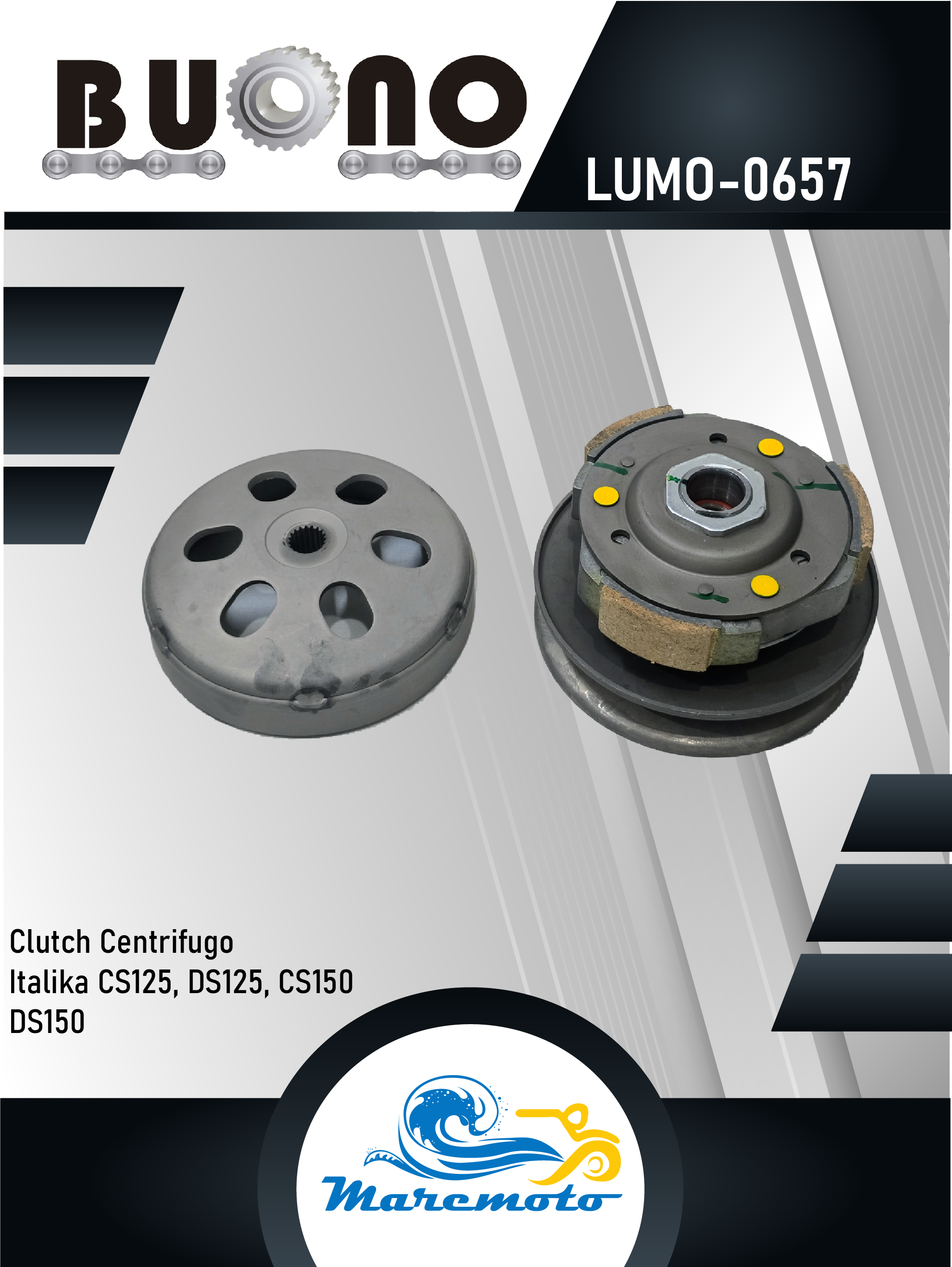CLUTCH CENTRIFUGO COMPLETO ITALIKA DS125, DS150, CS125, CS150 COMPLETO