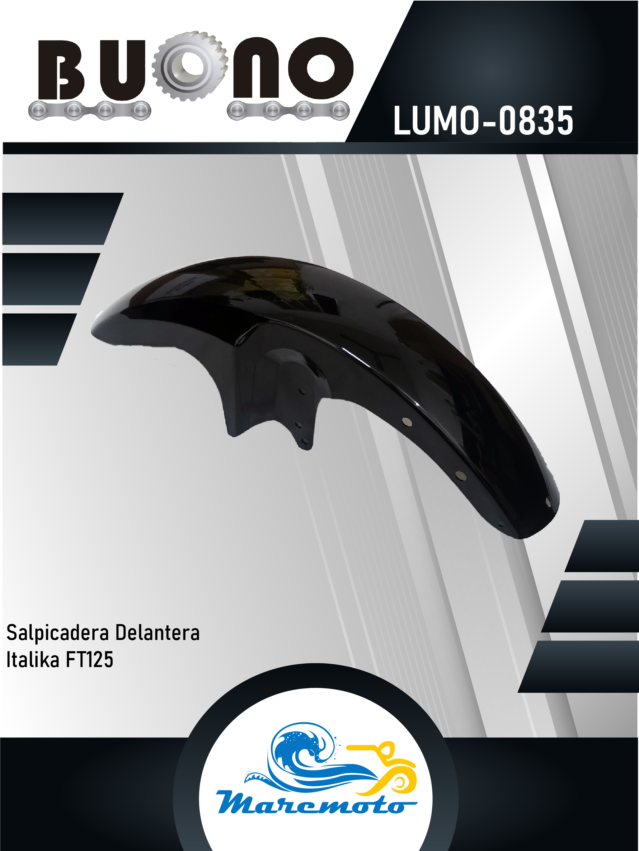 SALPICADERA DELANTERA ITALIKA FT125 NEGRA