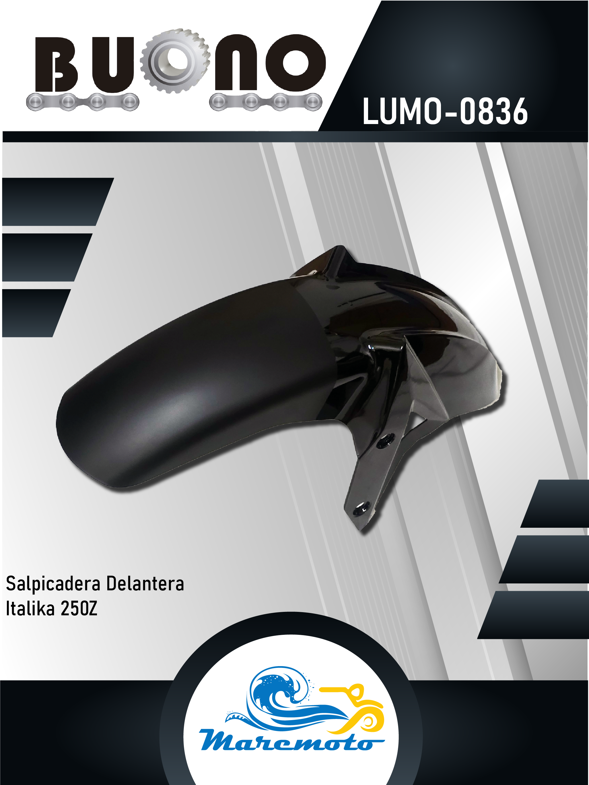 SALPICADERA DELANTERA ITALIKA 250Z NEGRA