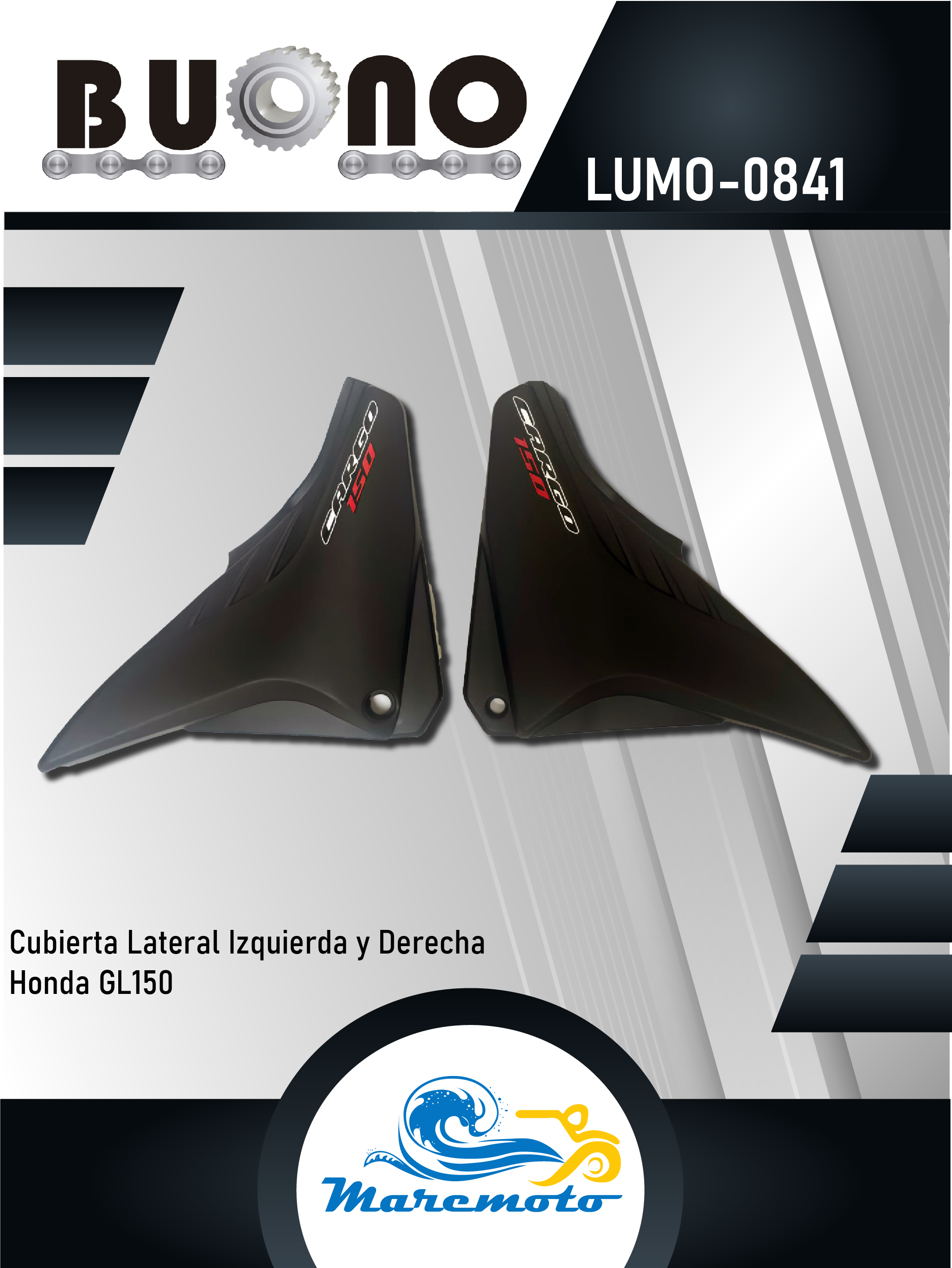 CUBIERTA LATERAL IZQ/DER  HONDA GL150 NEGRA