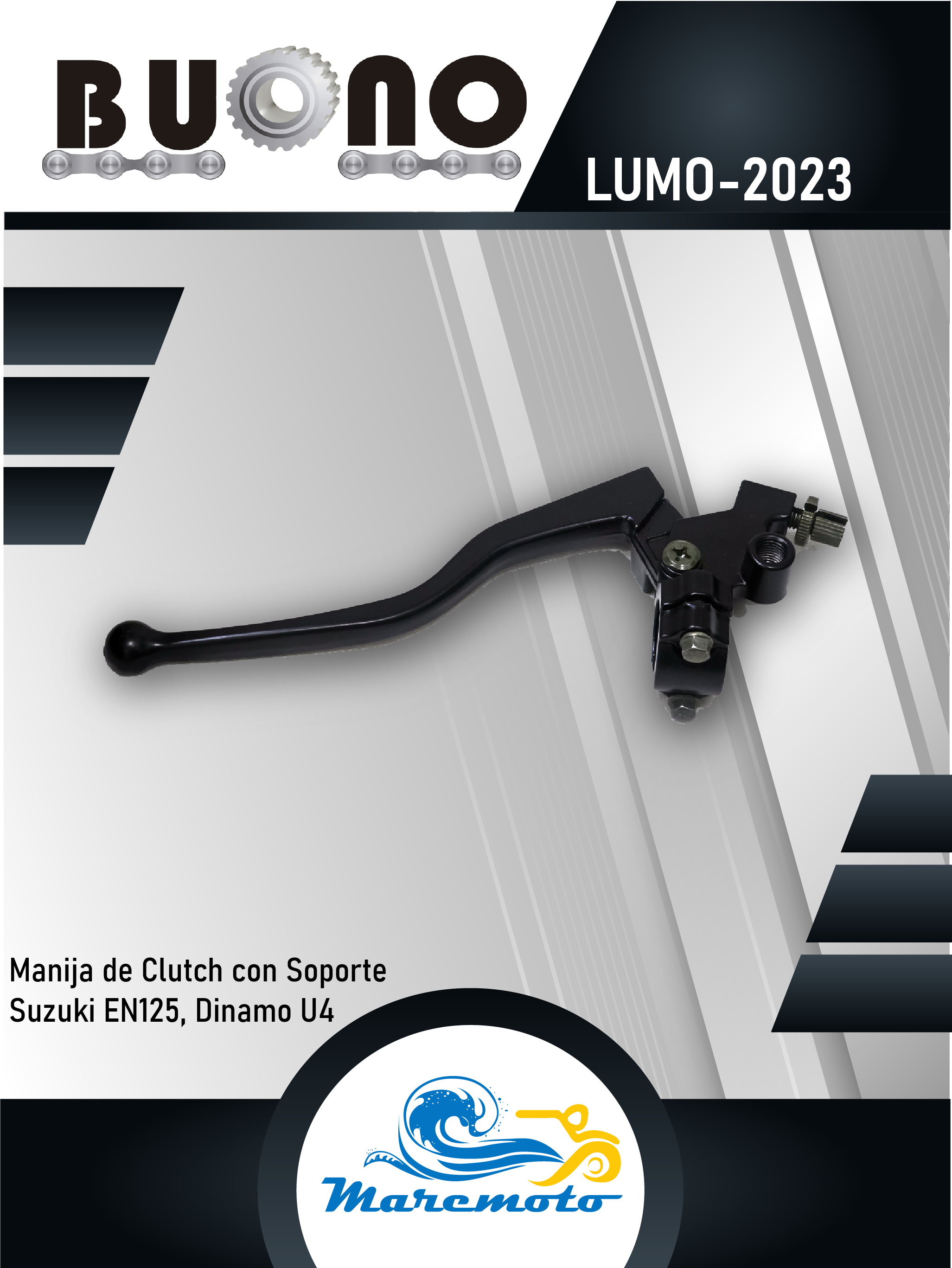 MANIJA DE CLUTCH C/SOPORTE SUZUKI EN125 HU, DINAMO U4 IZQUIERDA, NEGRA, C/SOPORTE